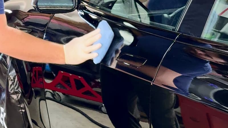 5 Year Ceramic Coating Being Applied to Tesla Model S by Glanzen PPF and Ceramic Coatings in Post Falls, Idaho